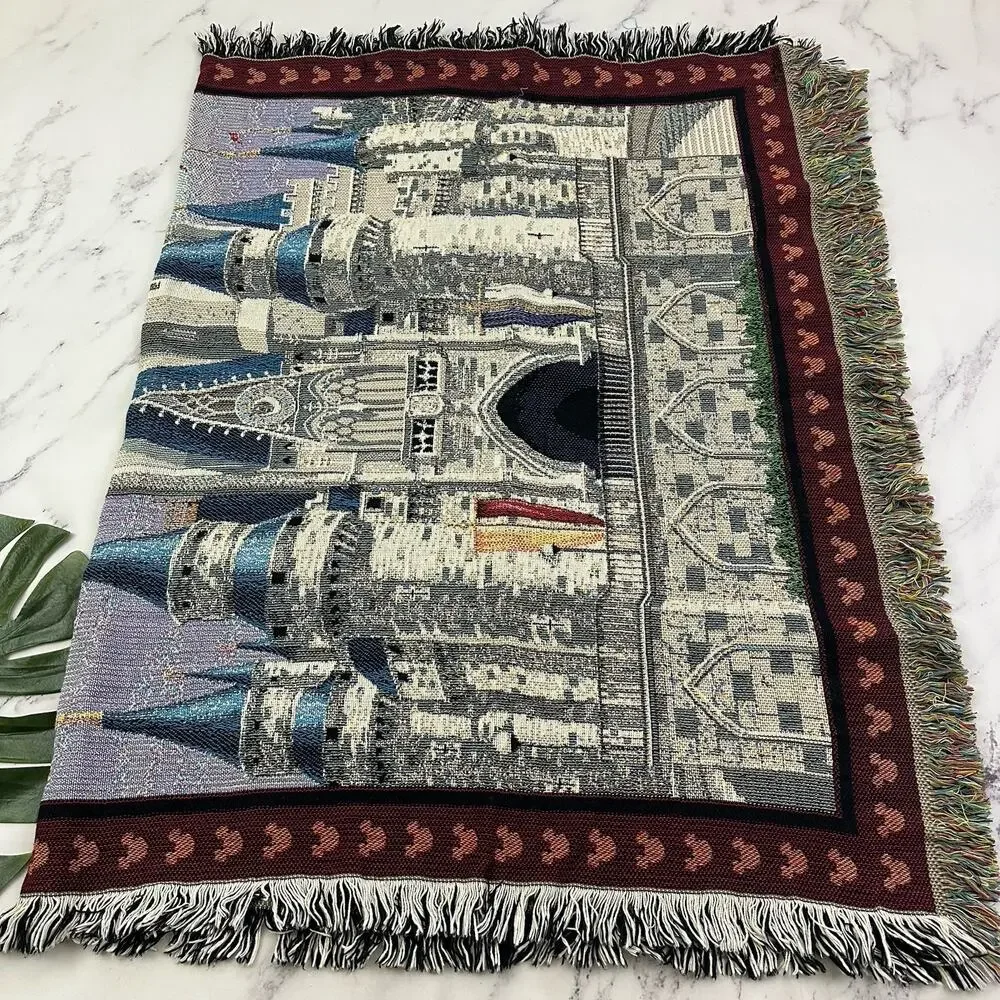 Walt Disney World Tapestry Woven Throw Blanket Cinderella Castle Mohawk